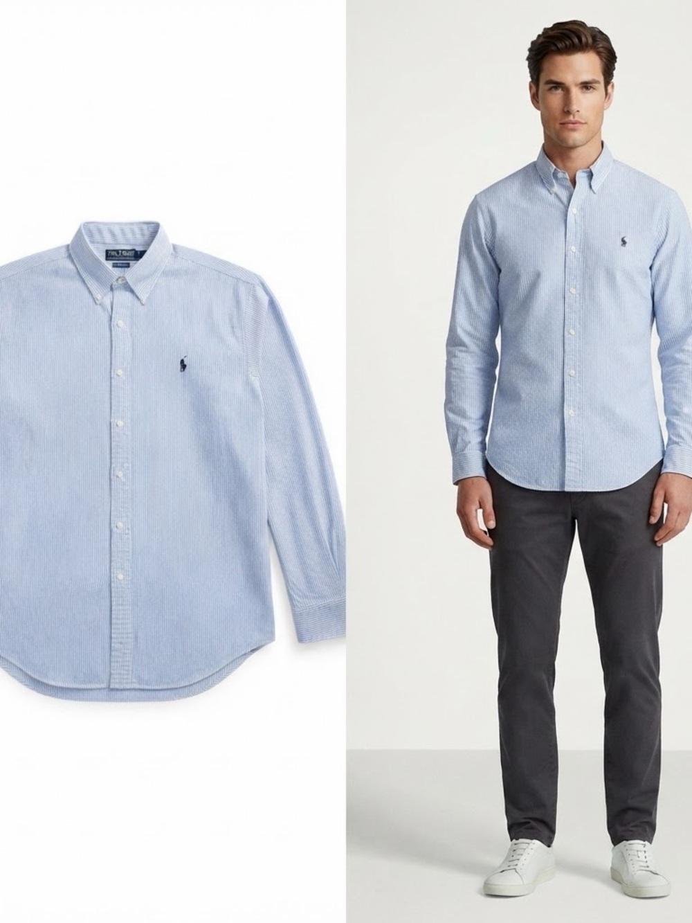 Ralph Lauren Light Blue Pinstripe Button-Down Shirt Large
